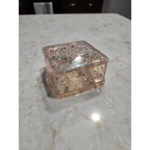 Pink Glitter Jewelry Box Resin Handmade Stash Box 2.75" x 2.75" x 1.25"
